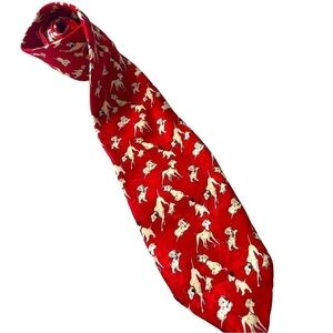 Disney Store Dalmatian Silk Tie 60” Unisex Red White Black
